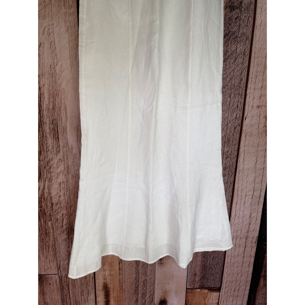 Dissh Linen Maxi Skirt White Minimalist Coastal Resort Summer Vacation Size US 2 - Picture 4 of 9